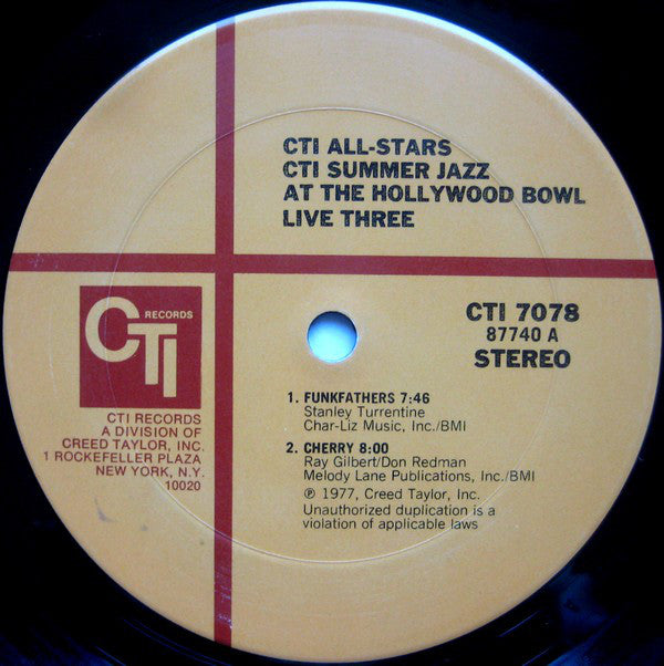 CTI All-Stars : CTI Summer Jazz At The Hollywood Bowl Live Three (LP, Album)
