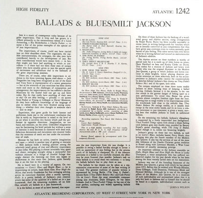 Milt Jackson : Ballads & Blues (LP, Album, Mono, RE, RM, 180)