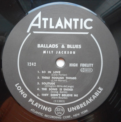 Milt Jackson : Ballads & Blues (LP, Album, Mono, RE, RM, 180)