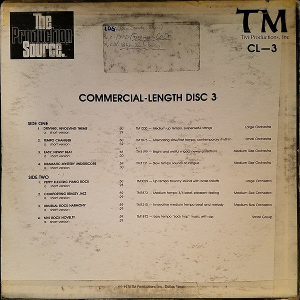 Unknown Artist : The Production Source. Commercial-Length Disc 3 (LP)