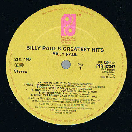 Billy Paul : Billy Paul's Greatest Hits (LP, Comp)