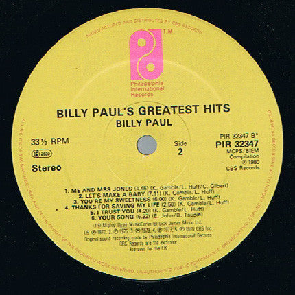 Billy Paul : Billy Paul's Greatest Hits (LP, Comp)