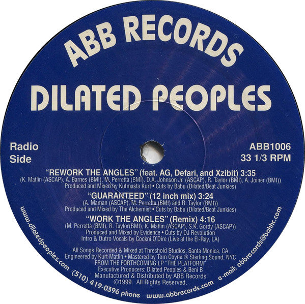 Dilated Peoples : Rework The Angles / Guaranteed (12 Inch Mix) / Work The Angles (Remix) (12")