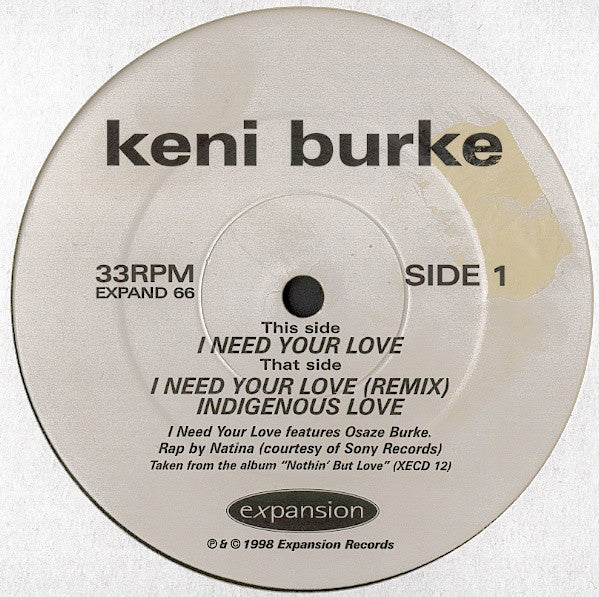 Keni Burke : I Need Your Love (12")